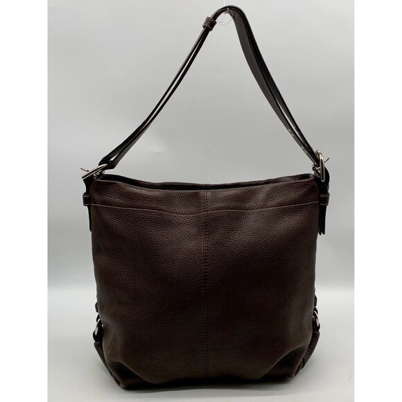 Coach 2-Way Brown Pebbled Leather Duffle Shoulder Bag (F15064) - Picture 2 of 12